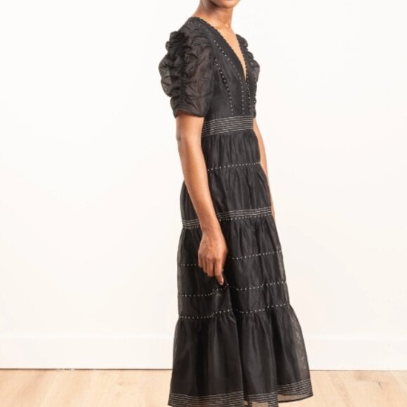 Ulla Johnson Dresses & Skirts - NWOT ULLA JOHNSON Voile Contrast Stitch Odile Midi Dress in Noir XS $725